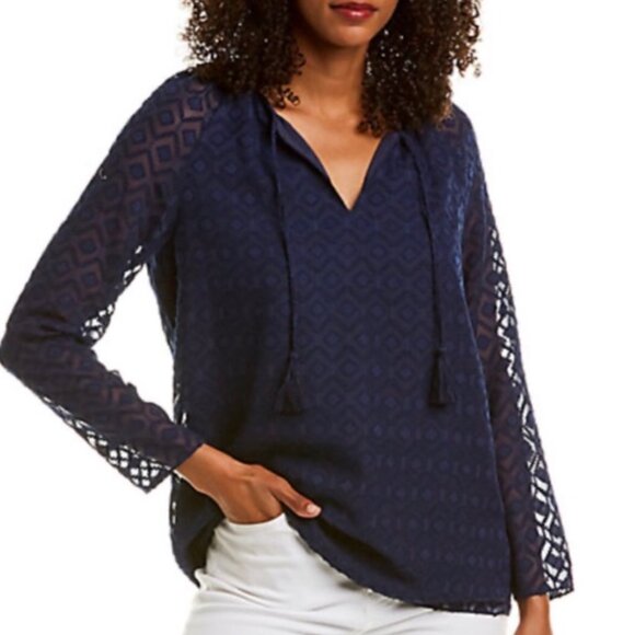 Sail To Sable allover diamond jacquard texture top szL - Picture 2 of 11